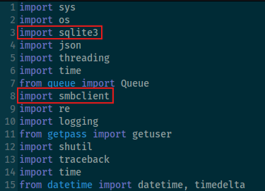 Figure 7 – Libraries imported by the Python script.