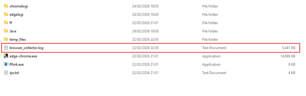 Figure 9 – Log file left on an endpoint the infostealer had been run on.