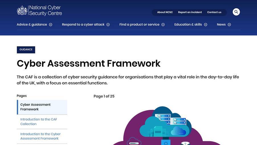A snippet from the NCSC website about the Cyber Assessment Framework