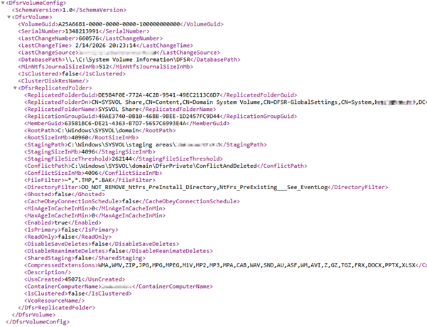 volume xml configuration