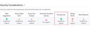 Hasura default settings